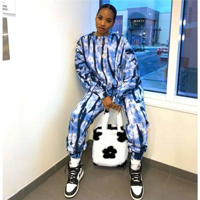 China L046-fall Women's Sweatsuit Tie Dye Set Long Sleeve Women's Casual Two Piece Sets for sale