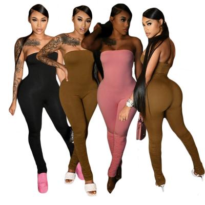 China 2021 summer breathable fashion springs off the shoulder jumpsuit women's jumpsuits women's stacked rompers long pants ladies for sale