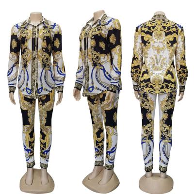 China OF15-2107 New Design Viable Wholesale Color Printed Women's Two-piece Digital Clothing and Pants for sale