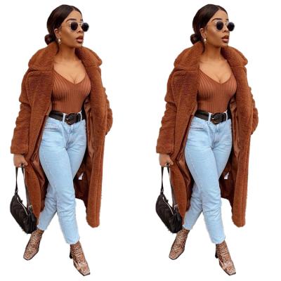 China 2019 Winter Women Clothing Teddy Wholesale Sustainable Solid Velvet Jacket Long Coat for sale