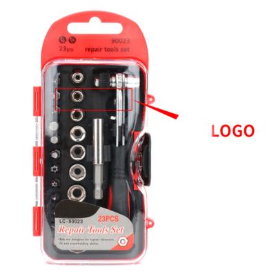 China Household Promotional Custom 23 Piece Set Mini Socket Set Portable Repair Tool Wrench Socket for sale