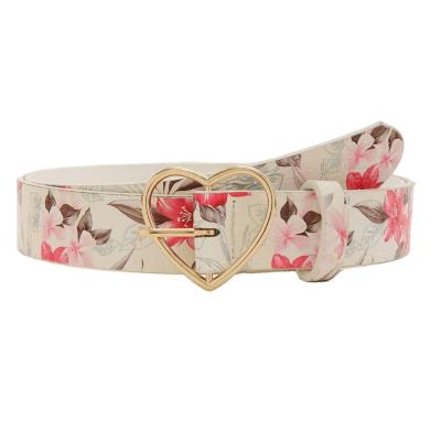 China Wholesale Fashion.Casual Fashion Heart Casual Belts Buckle Women Flower PU Belts Vintage Leather Belt for sale