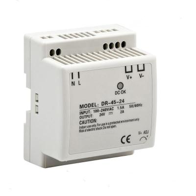 China DR-45-24 single output DIN rail power supply 48W 24V 2A for sale