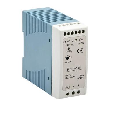 China Single output DIN rail power supply 50W 5V 10A MDR-60-5 for sale