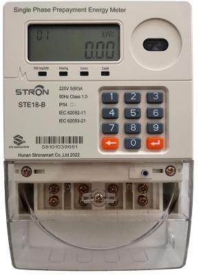 China Prepaid Anti Tamper Single Phase Energy Meter Ingress Protection IP54 Waterproof for sale