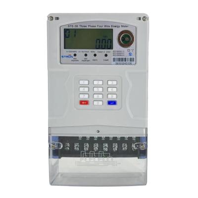 China 10A 3 Fase Vooruitbetaalde Elektriciteitsmeters, de Vooruitbetalingsmeter van 400imp/KWh STS Te koop