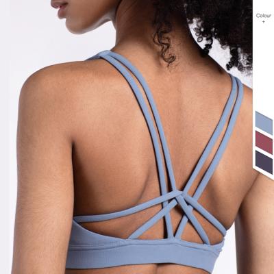 China 2021 High Impact Back Top Fitness Antibacterial Strappy Crossover Custom Sports Bra for sale