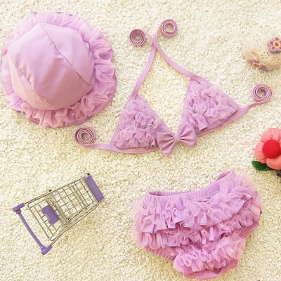 China 2020 Breathable Cute Ruffle Wholesale 3 Pieces Kid Swimwear Baby Beach Wear Swimwear Girls Bikini for sale