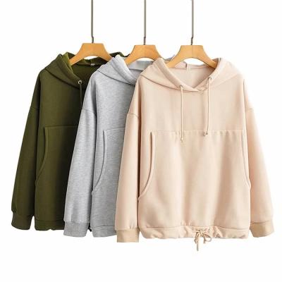 China LEyo Top Antibacterial Casual Wild Sweater Large Pocket Edge Suction Rope Hoodies Women Loose Thin Hoodies for sale