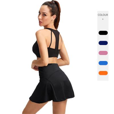 China Women's high-waisted sports skirt tennis fitness yoga pants skirt lining anti-light breathable running quick-drying for sale