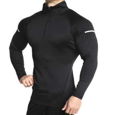 China Anti-Shrink Long Sleeve Half Zipper Sweat Wicking Running Fitness Wear Workout Gym Hoodie Men for sale