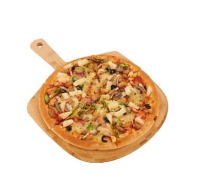 China Sustainable Natural Bamboo Kitchen Board Pizza Cutter Fruit Vegetable Cheese And Serving Baking Panel for sale