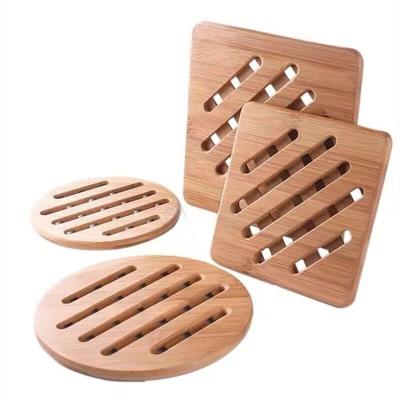 China Viable Natural Bamboo Mat Kitchen Wood Hot Pads Heat Resistant Pads for Hot Dishes Hot Pot Racks, for sale