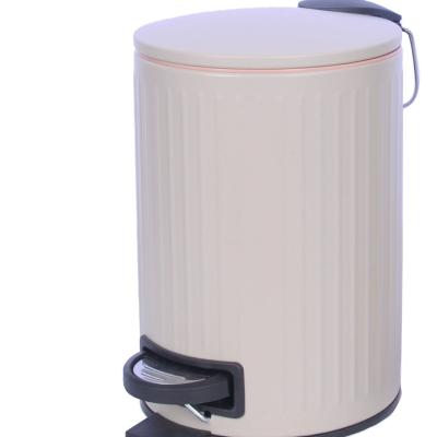 China Sustainable Modern Household Items 410 Stainless Steel Pedal Trash Can With Cover Slowly And Quietly Closing Round Trash Can for sale