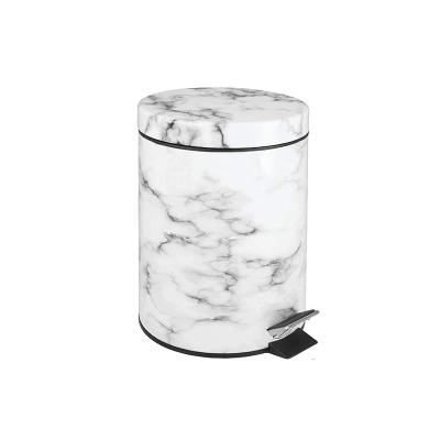 China Pedal Trash Can Round Shape Sustainable Trash Can Marbled Print Kitchen Waste Trash Can Hotel Marble Design Home Bathroom for sale