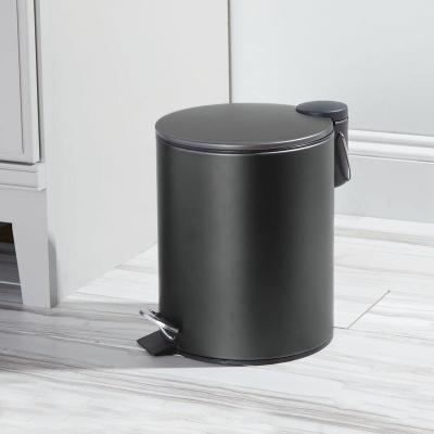 China Pedal Trash Can Metal Home Use Waste Soft Narrow Viable Kitchen Trash Bin Pressing Pedal Indoor Office Bin Style Drain Flat Lid for sale