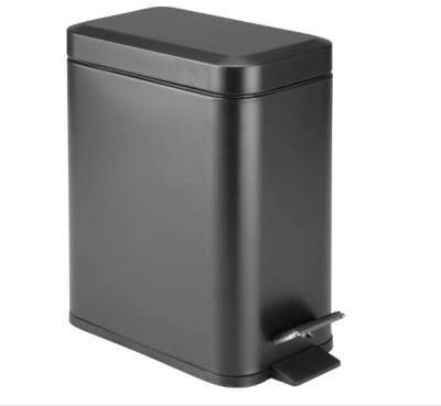 China Sustainable Bathroom Foot Pedal Step Waste Bin 5L Rectangle Shape Waste Bins Metal Foot Pedal Waste Bin for sale