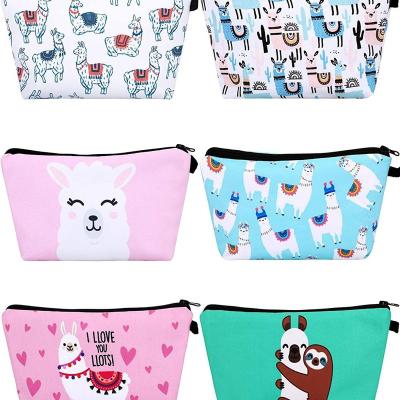 China Fashionable Promotional Printed Polyester Travel Waterproof Lightweight Makeup Gift Custom Cosmetic Bag for sale