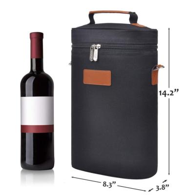 China 2 Capacity 420d Waterproof Hot Selling Nylon Tote Insulated Wine Bottle For Carrying Tote Bag With Shoulder Strap for sale