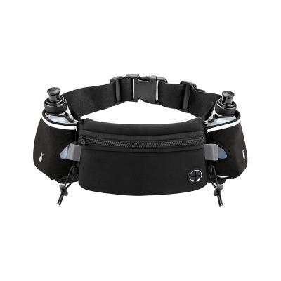 China Wholesale Custom Fashion Design Water Resistant Gym Sport Waist Bag With 2pcs Water Bottles Fitness Running Fanny Pack for sale