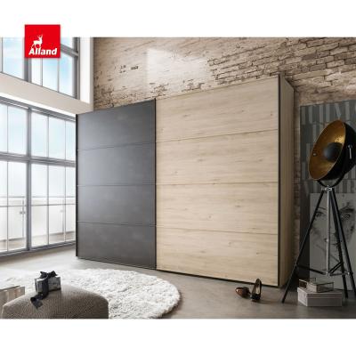 China (Other)Allandcabinet Australia Adjustable Modern Design Sliding Wardrobe Two Tone Design Black And Textured Wood Grain Cabinet With Cheap Price for sale