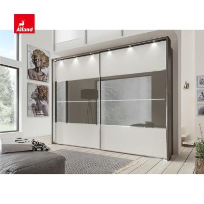 China Allandcabinets Modern Style Modern High Gloss Finish Acrylic Wardrobe Closets With Sliding Door Panel for sale