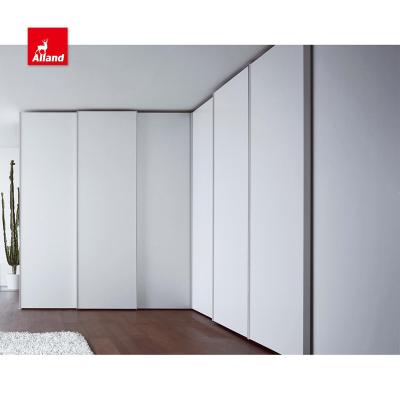 China (Other) Allandcabinet Adjustable L Shape White Painted Corner Sliding Bedroom Cabinet Simply Modern Wardrobe Design Smooth Scandinavian Cabinet for sale