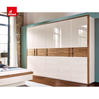 China Allandcabinets modern high gloss finish built-in wardrobes bedroom cabinets with sliding door panel for sale