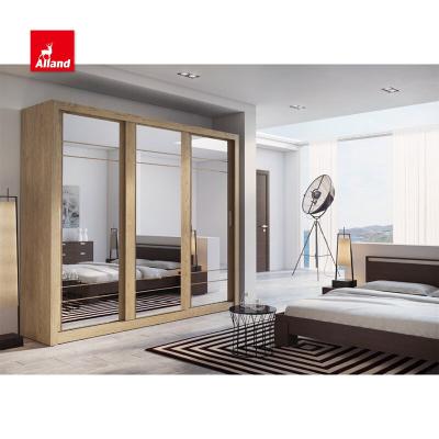 China Allandcabinets modern modern style sliding wood mirror door wardrobes mirror door panel built-in cabinets for sale