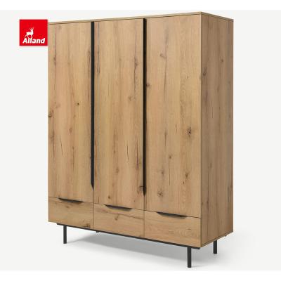 China (Other) Allandcabinet Adjustable Craftsman Wood Veneer Wardrobe Customized Textured Wood Grain Hinge Open Cabinet Made in China for sale