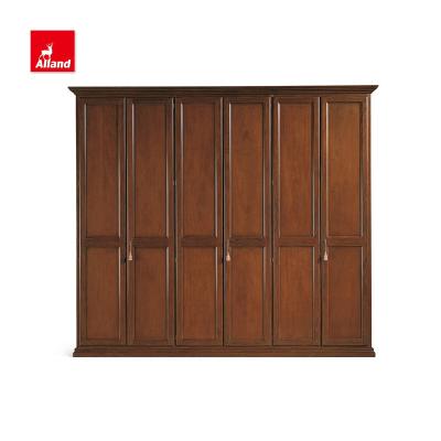 China (Other) Allandcabinet Traditional Adjustable All Wood Style Custom Classic Shaker Wardrobe Brown Solid Wood Cabinet Storage Imported From China for sale