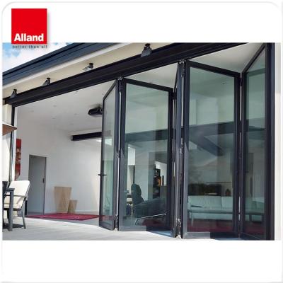 China Sound Insulation Gray Color Triple Tempered Glass Aluminum Door For Commercial Building for sale