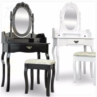 China SHOW OFF White and Black Vanity Wooden Decoupage Dressing Table for Girl Makeup for sale