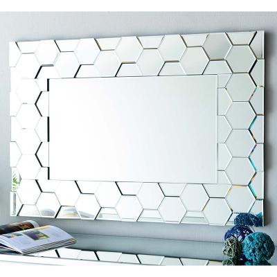 China Silver Art Decor Modern Rectangle Decorative Glass Wall Mirror for sale