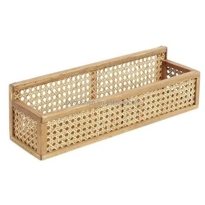 China Art Decor Rattan Shelves Rattan Wall Mounted Floating Shelves Home Decor for sale