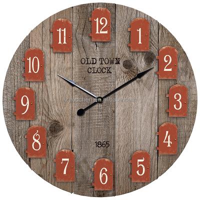 China Vintage Antique Rustic Modern Home Decor Farmhouse Style Wooden Wall Clocks for sale