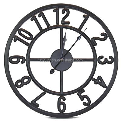 China Home Decor Antique Style Silent Modern Metal Digital Black Wall Clocks for sale