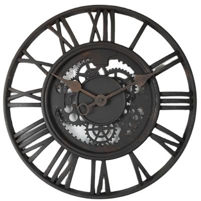 China Antique Style Vintage Around Metal Gear Antique Roman Numeral Wall Clocks Wall Clocks for sale