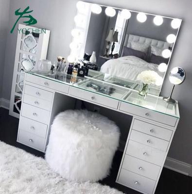 China Modern Dressing Table Mirror Assembly Required Dresser With Luxury Mirror Make Up Wooden Table Drawer Dresser for sale