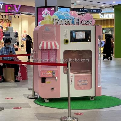 China Commercial Supply Newly Developed Interesting Marshmallow Pink Cotton Candy Vending Machine With Touch Screen For Kids for sale