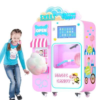 China Commercial Supplying New Fully Automatic Green Cotton Candy Tending Smart Vending Machine for sale