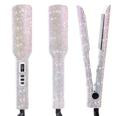 China Hot Selling Bling Flat Iron Hair Straightener Diamond Flat Iron Electric 480 Degree Bling Diamond Flat Iron Ceramic Hair Straightener Iron LCD Wide Flat 2