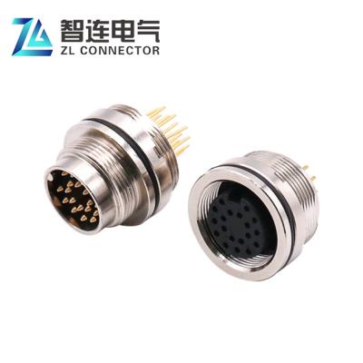 China AUTOMATIVE IP67 PCB M16 19pin Waterproof Circular Panel Mount Male Female Connector for sale