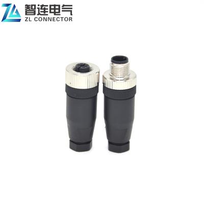 China Automative IP67 plastic assembly straight m12 2p 3p 4p 5p male female connector for sale