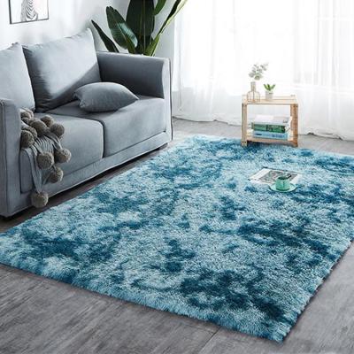 China Factory Price Washable Shaggy Fluffy Soft Beautiful Long Pile Dyed Knotting Blanket And Rugs For Living Room for sale