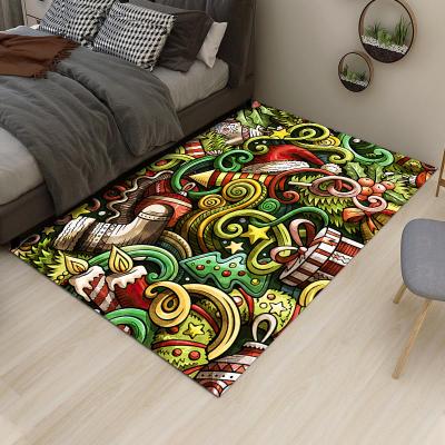 China Wholesale Rug Hot Sale 3D Washable Printed Area Rug 100% Polyester Christmas Carpet Rug In Stock for sale