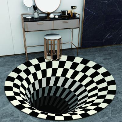 China Washable Non Slip Visual Illusion Area 3D Vortex Optical Illusions Floor Cover for sale