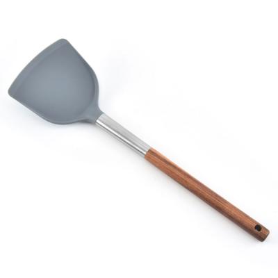 China Food Grade Sustainable Heat Resistant Wooden Handle Silicone Shovel Silicone Spatula for sale