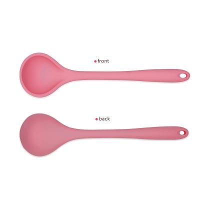 China Sustainable Silicone Kitchen Pouch With 29cm Long Handle Heat Resistance Silicone Soup Spoon for sale