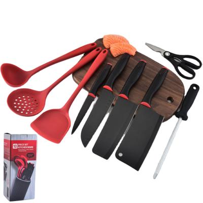 China Sustainable Wholesale Kitchen Utensils Set Heat Resistant Silicone Cookware Sets With Wooden Handle for sale